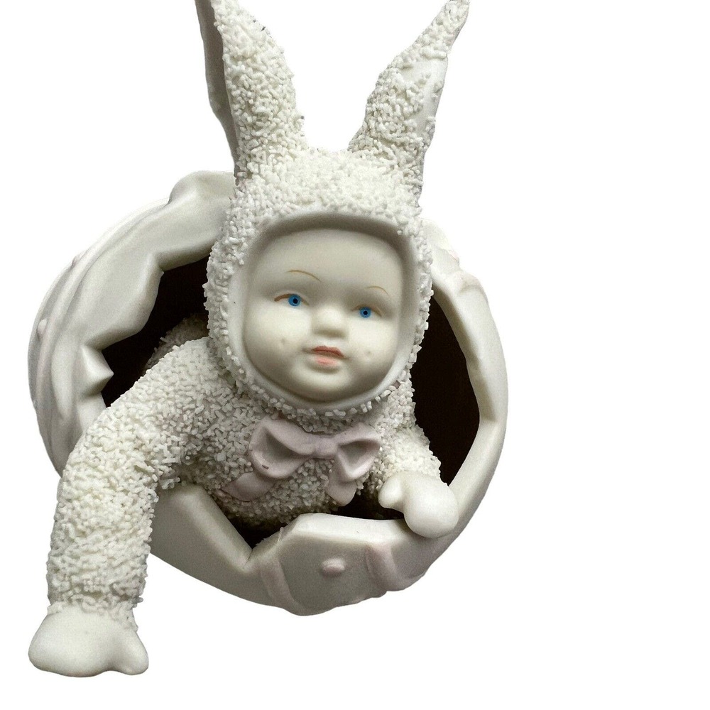 Vintage DEPT. 56 Snow Babies EASTER BUNNY RABBIT in EGG Figurine 1994 Rare